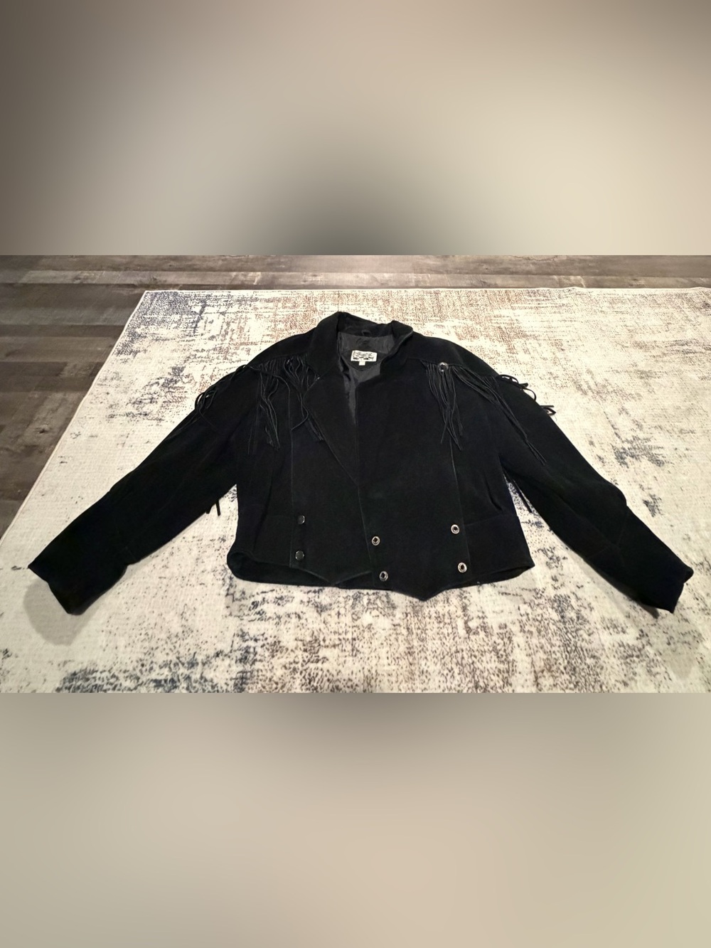 Black Suede Fringe Western Jacket - Women's